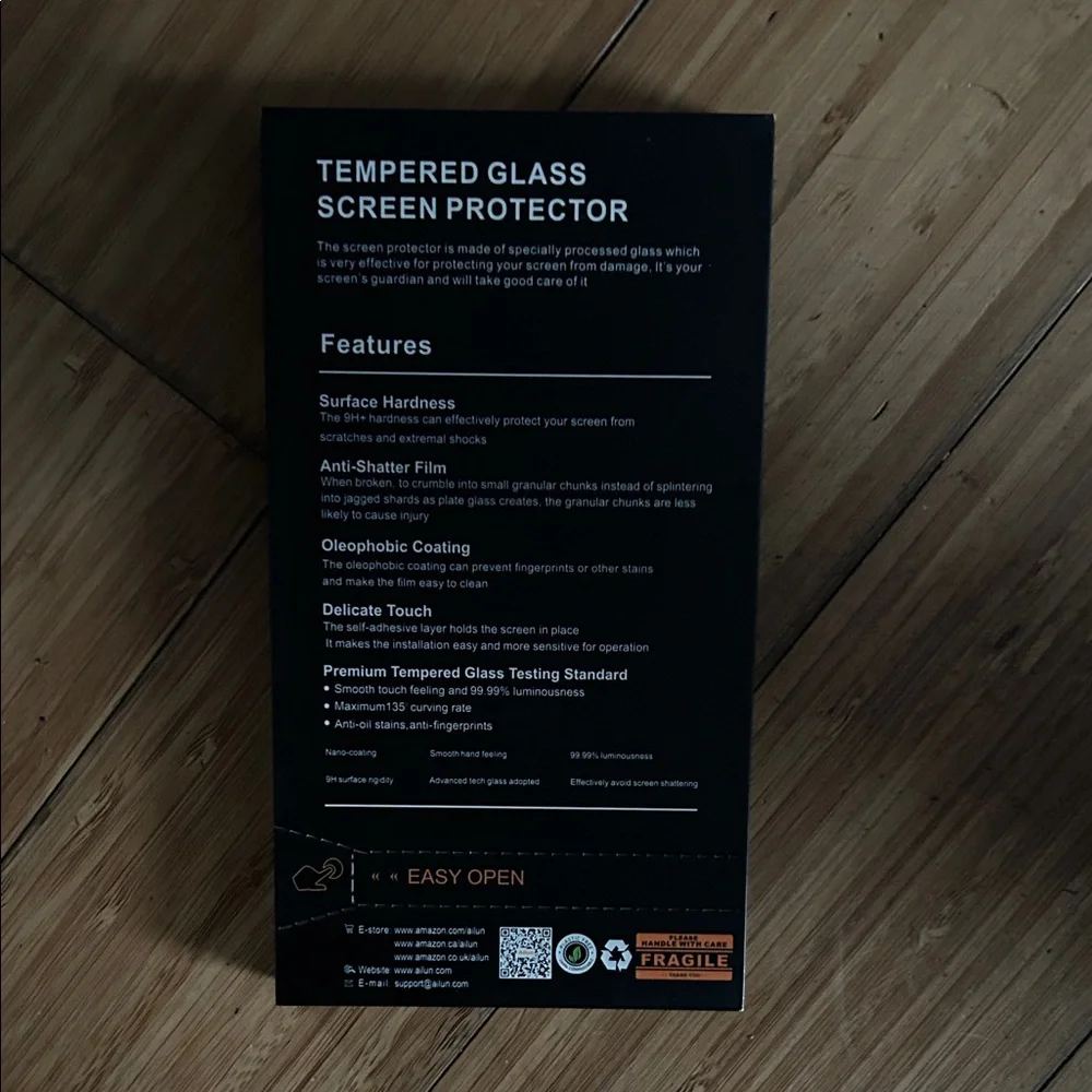 Ailun Tempered Glass Screen Protector with Black and Gold Packaging